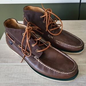 Polo Ralph Lauren Men Brawley Brown Lace Up Boots Shoes Leather‎ Size 11.5 D